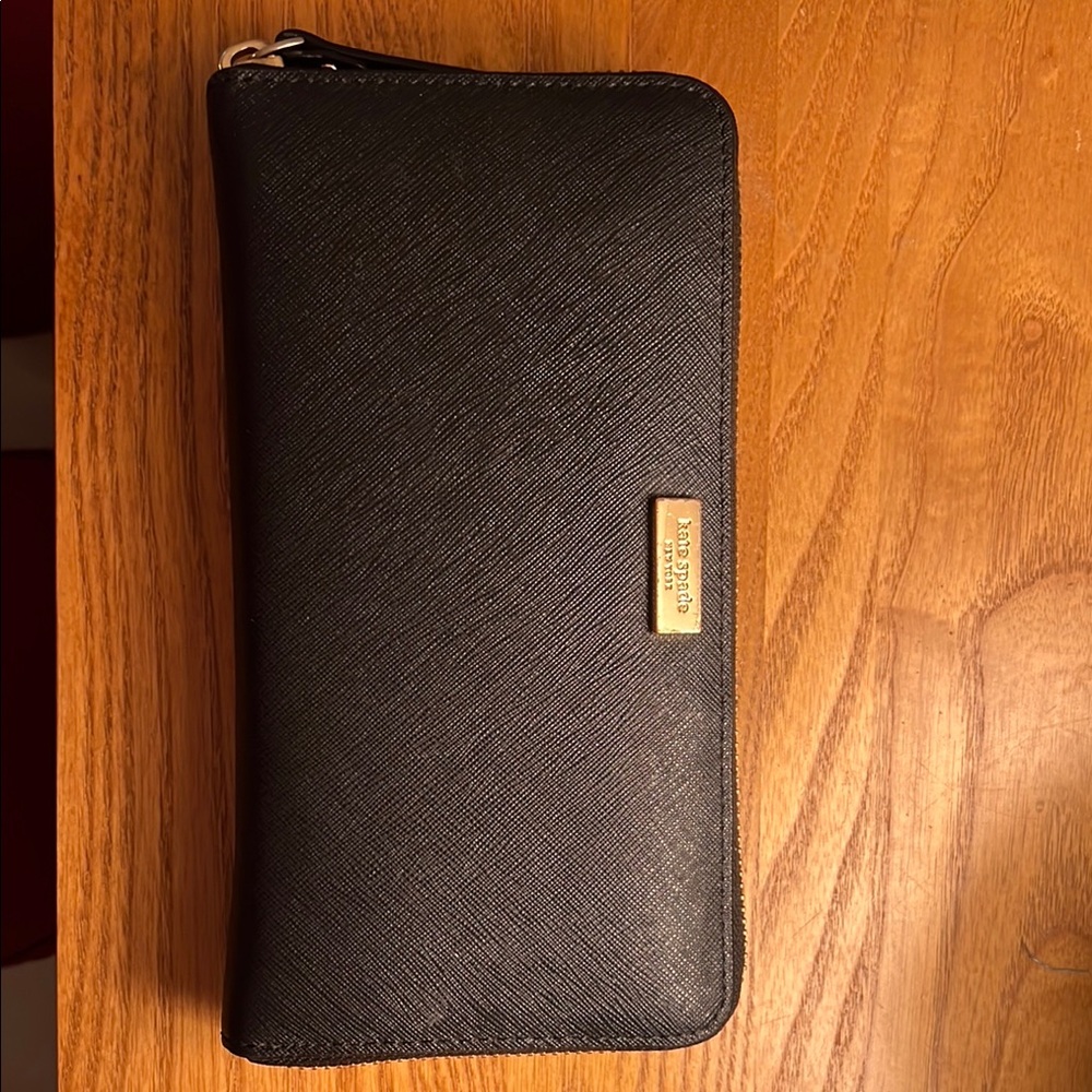 Kate Spade Laurel Way Black Coach Zip-Around Wallet